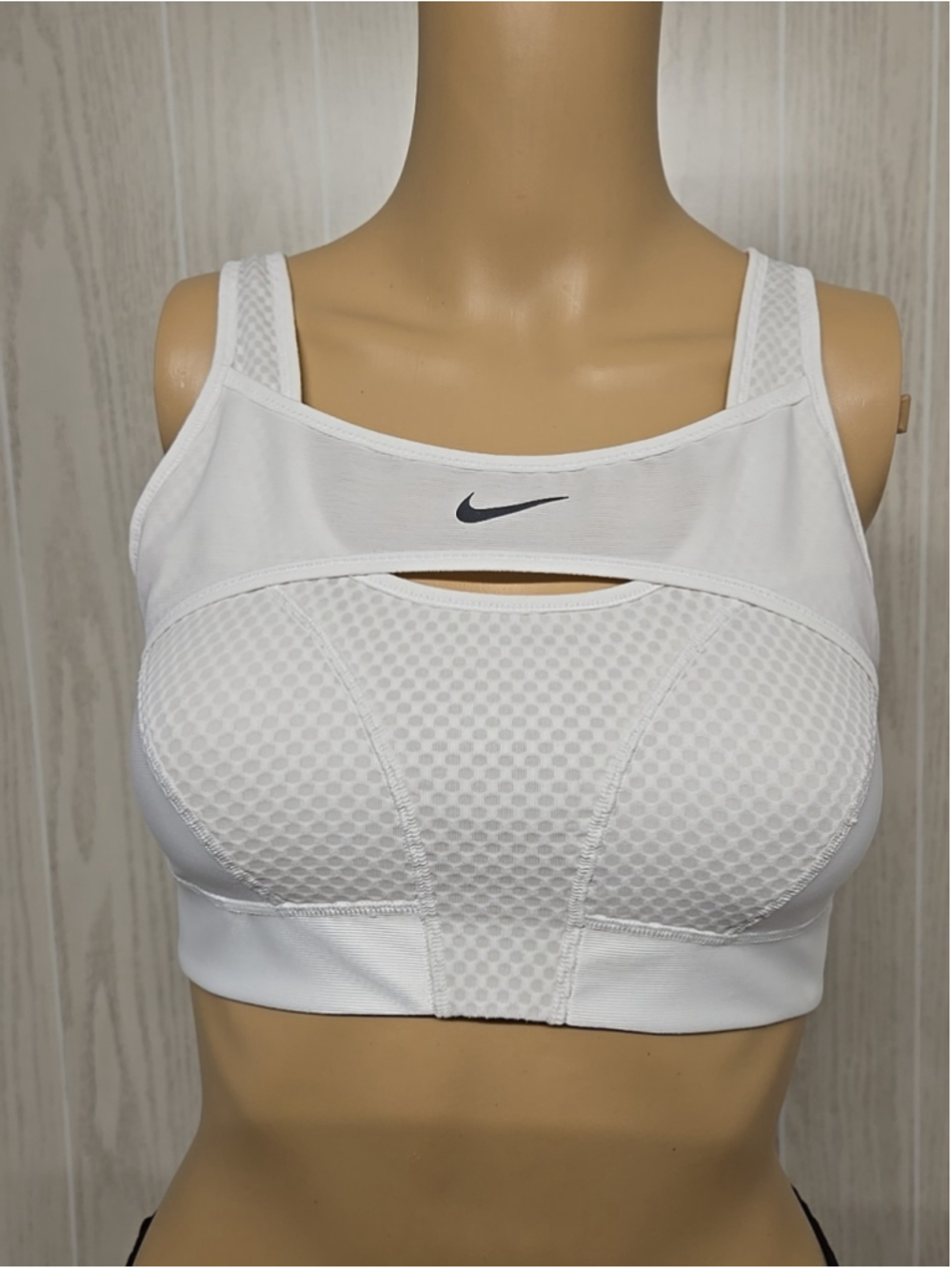 Nike Dri-Fit Small White High Support Sports Bra Mesh Cup Adjustable Run Club - Picture 4 of 9